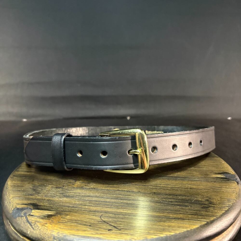 Boston Leather Garrison Belt Size 30" Plain Black Brass Buckle 1.25" Wide 6580